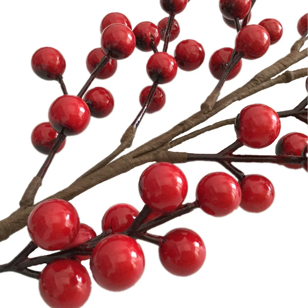 

2Pcs Fake Berries for Vase Arrangement Red Artificial Berry Rattan Branches Holiday Wedding Home Decor Christmas Ornament