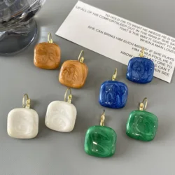 Lifefontier Trend Enamel Starry Sky Square Hanging Drop Earring New Female Geometric Charms Earring Jewelry For Women Gifts