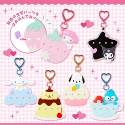 Kawaii Sanrio Cartoon My Melody Kuromi Cinnamoroll Wish Me Mell Text Personalized Keychain Photo Set Charm Charm Bag Hanging