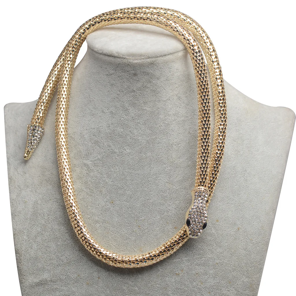 القلائد المعدنية الأفعى للنساء مجوهرات الأزياء الربيع سلسلة قلادة فاسق نمط جديد كريستال العصرية اكسسوارات هدية #1