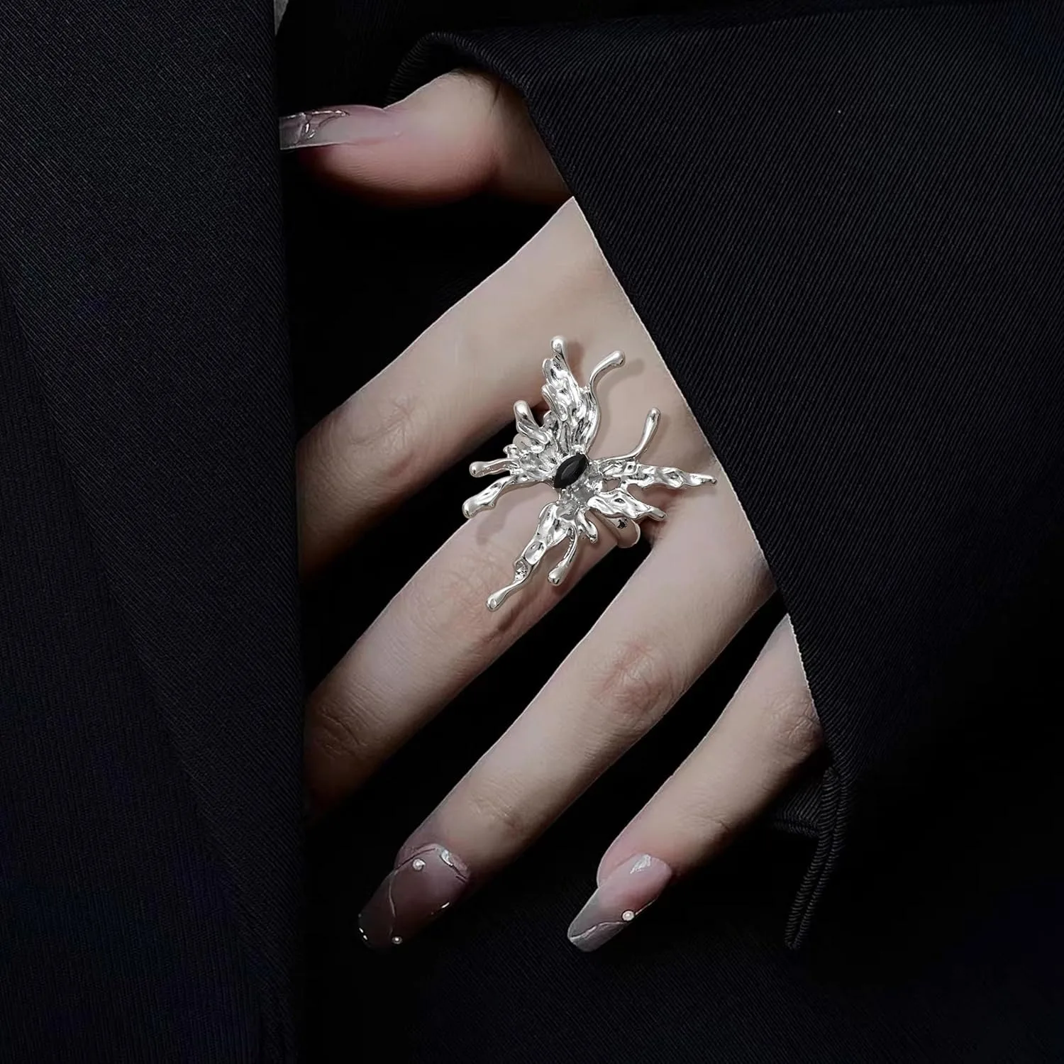 Florideco 13PCS Y2k Vintage Rings Set for Women Men Adjustable Ring Goth Open Butterfly Star Pink Heart Cool Ring Halloween Gift