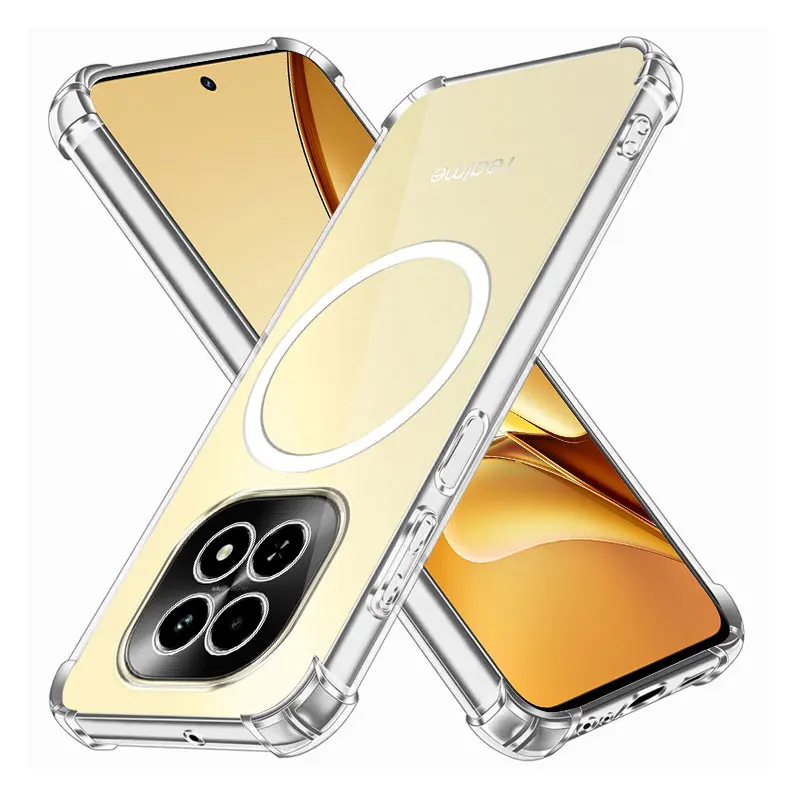 For Realme C63 C61 C65 C67 Case With Magnetic Ring Sticker Soft Silicone Phone Case Realme C51 C53 C55 Shockproof Clear Cover