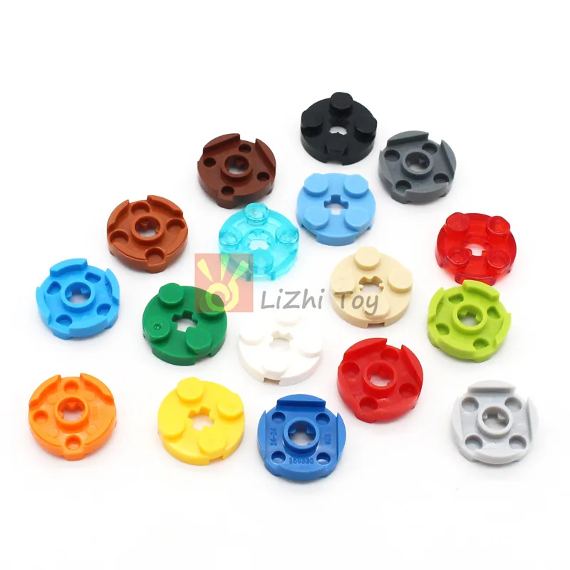 50pcs MOC 4032 Plate Round 2x2 with Axle Hole Enlighten Building Blocks Bricks Compatible Toys Assembles Particles Spare Parts