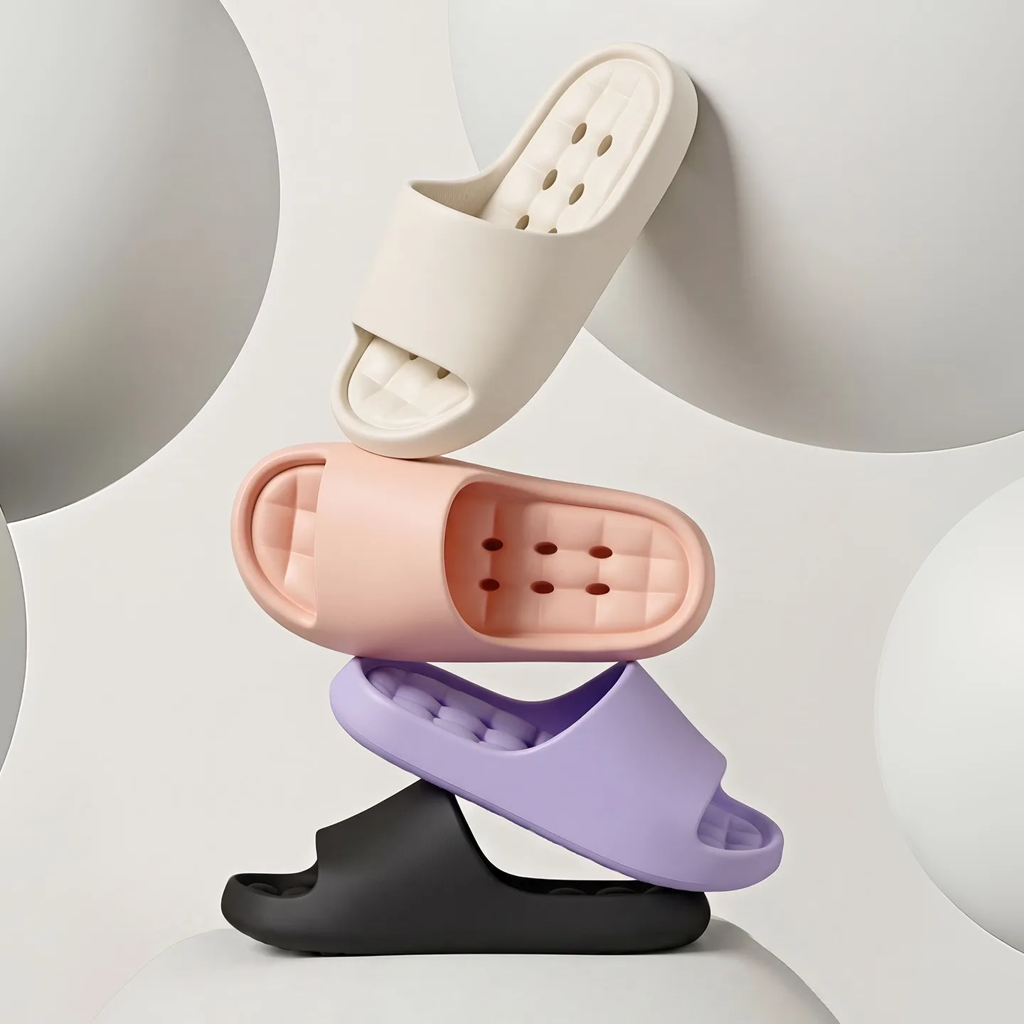 

Summer Men's Bathroom Slippers Women Shower Shoes Couples Non-Slip Soft Leaking Home Slides Hollow Out Quick Drying Slipper