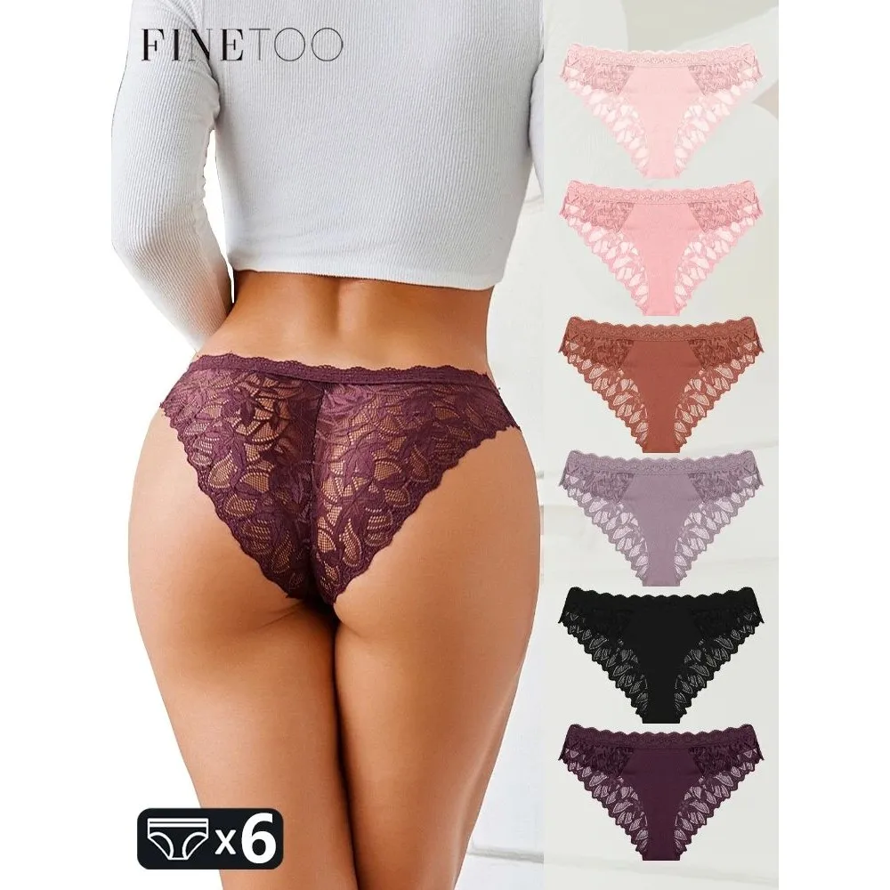 6枚セット-レース-シームレスショーツ-パッチワーク-ホローアウト-レディース-下着-通気性-快適-セクシー-ブリーフ