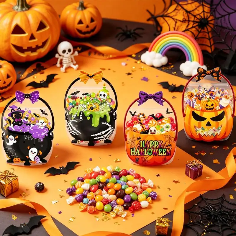 10 Pcs Self Adhesive Sealing Plastic Bag Halloween Candy Sealed Bags for Packaging Candy Cookies Product Gifts Non-porous Bag