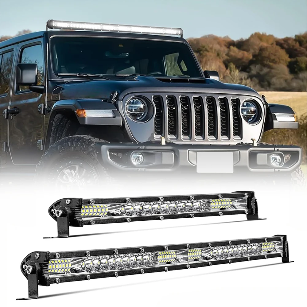Slim Spot Flood LED Bar Off Road 12V 24V LED Light Bar Work Light For Car 4x4 Truck ATV SUV Boat Lada Barra LED Lightbar