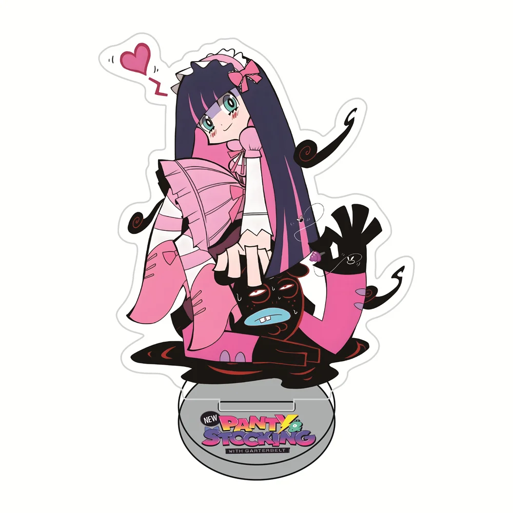 Panty & Stocking 10cm Cute Outfit Chibi Acrylic Stand Figures Keychain Anime Collectible Standee Desk Decor Gift for Fans