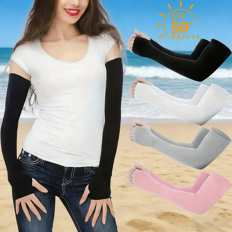 Atmungsaktive UV-Schutz-Armlinge mit Daumenloch, kühlende Kompressions-Tattoo-Abdeckung für Männer und Frauen, Sport, Workout, Wandern – Detail 1