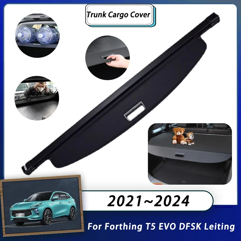 

Cargo Cover For Forthing T5 EVO DFSK Friday EV Lamari Eama Cirelli 2021~2024 2022 2023Luggage Curtain Organizer Retractable Auto