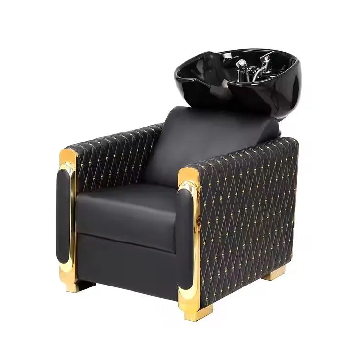 Professional Salon Beauty Customizable Color Modern Aluminum Metal Salon Equipment Shampoo Chair Ceramic Basin For Living Room
