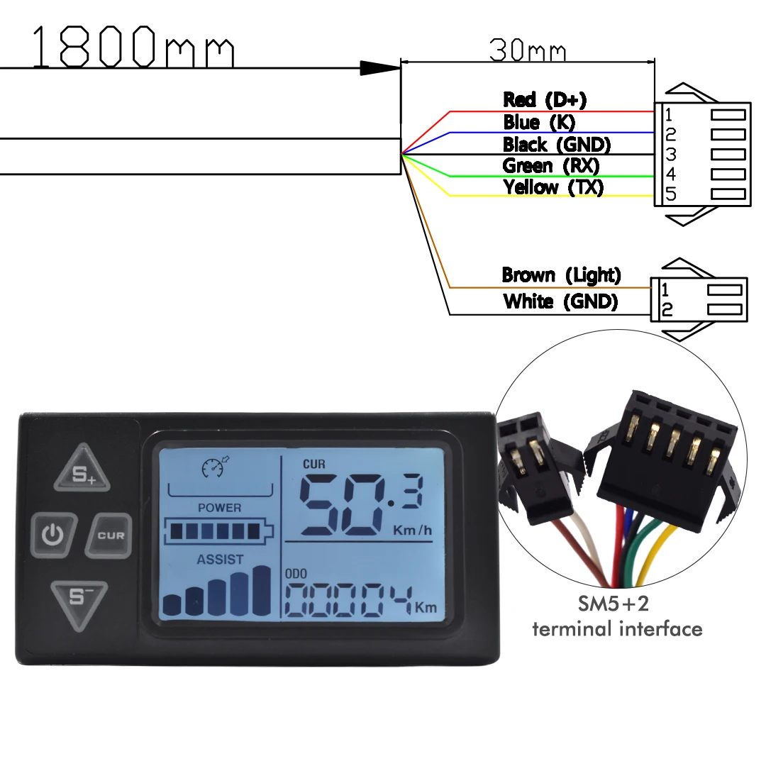 UART 2-multifunctioneel LCD-scherm Elektrische fietsdisplay Computer Fiets Regendicht Snelheidsmeter Kilometerteller Fietsen Waterdicht