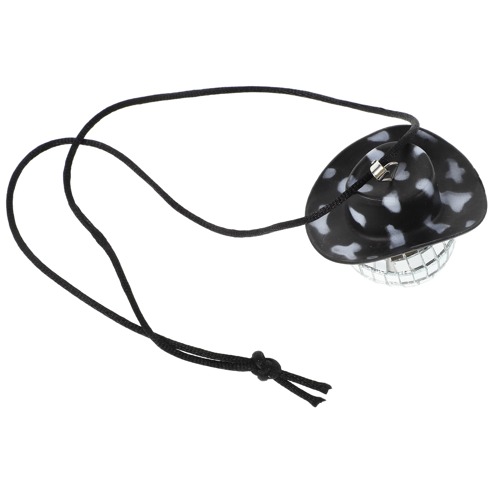 

Cowboy Hat Mirror Glass Ball Car Decor 4CM Rope Black Keychain Phone Charm Disco Ball Rear View Mirror Hanger Car Pendant