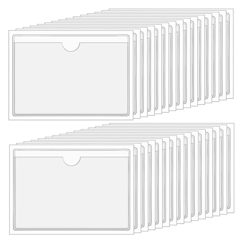 

Clear Adhesive Pockets 4X6in Index Card Pockets Sleeves Self Adhesive With Top Loading Label Pockets (30 PCS) Easy Install