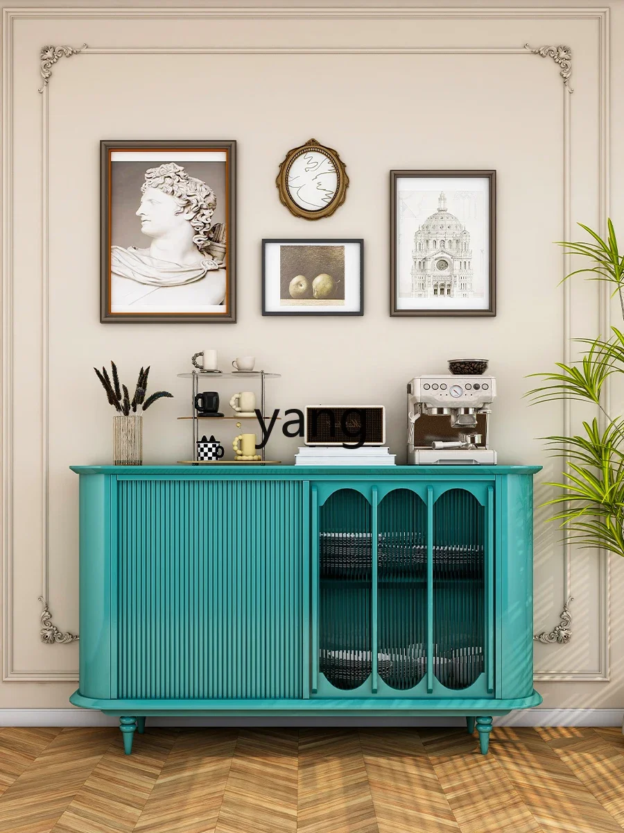 XYY light luxury solid wood dining side cabinet French cream low side cabinet retro living room bookcase