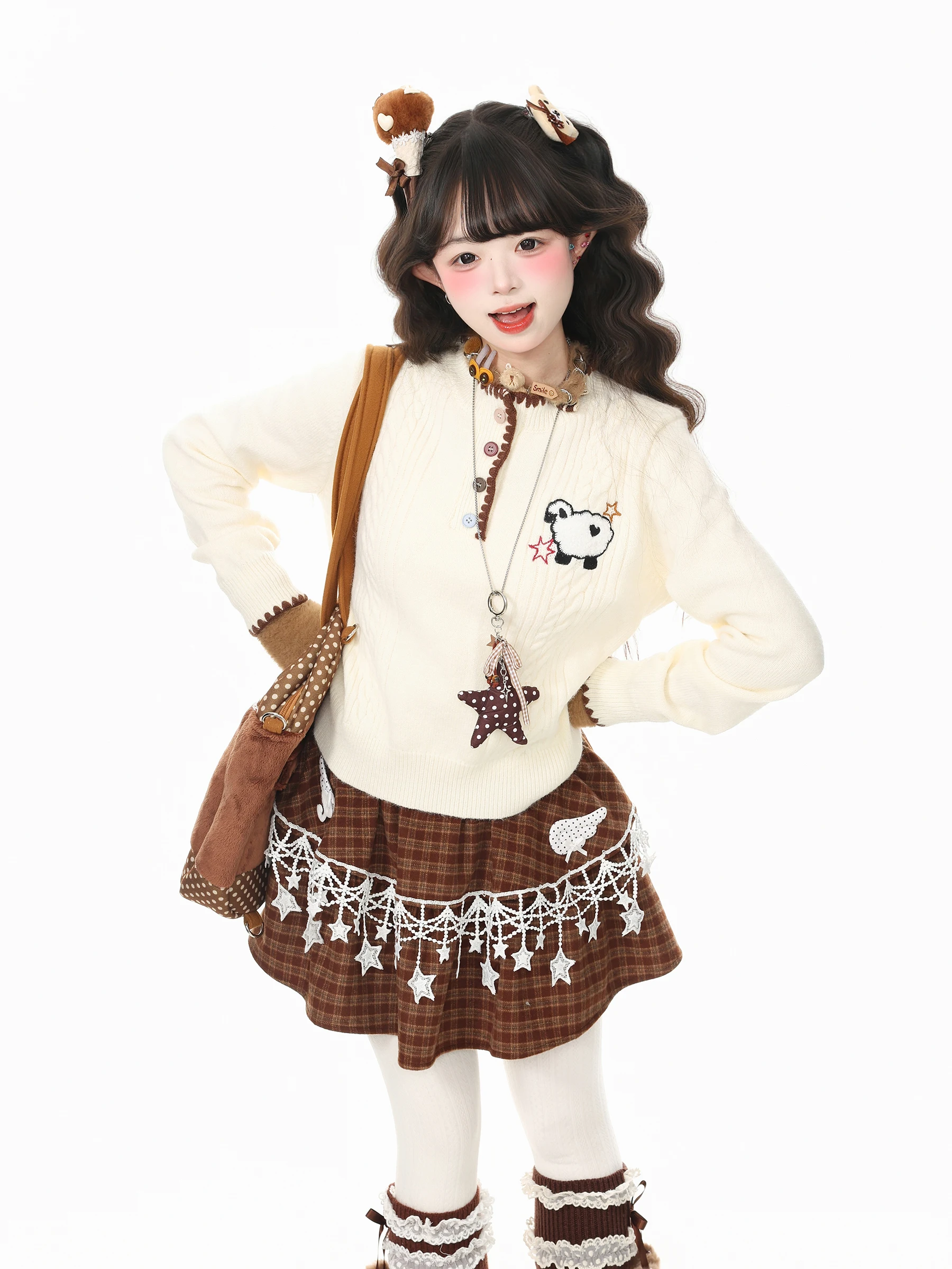 Languid Park Women's Soft Plump Lazy Cute Embroidered Sweater Autumn Sweet Style Knitted Long Sleeve Casual Comfortable Fashion