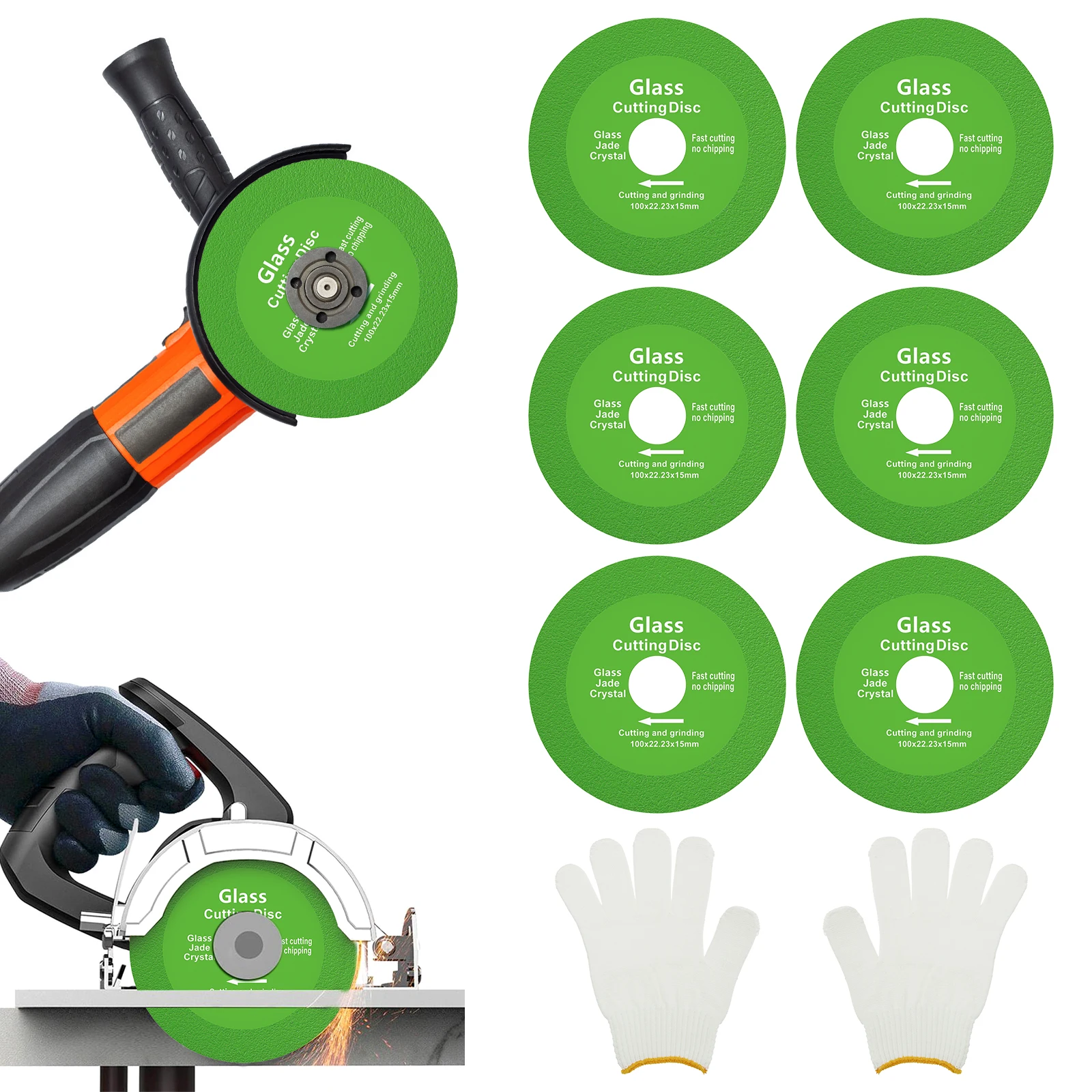 

6/3Pcs Glass Cutting Disc 100/115/125mm Diamond Marble Saw Blade Ceramic Tile Jade Wine Bottles Grinding Cutting Grind Disc Tool