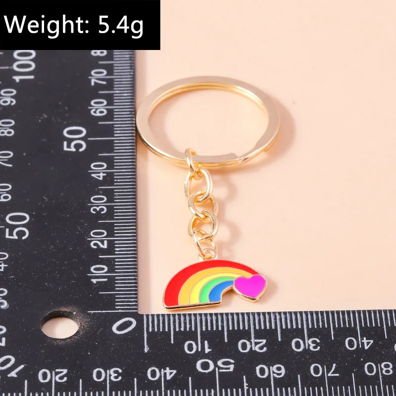 جديد في الملونة قوس قزح المفاتيح للنساء الرجال LGBT دعم قوس قزح القلب العلم حلقة رئيسية حقيبة قلادة العصرية مجوهرات الحفلات هدايا