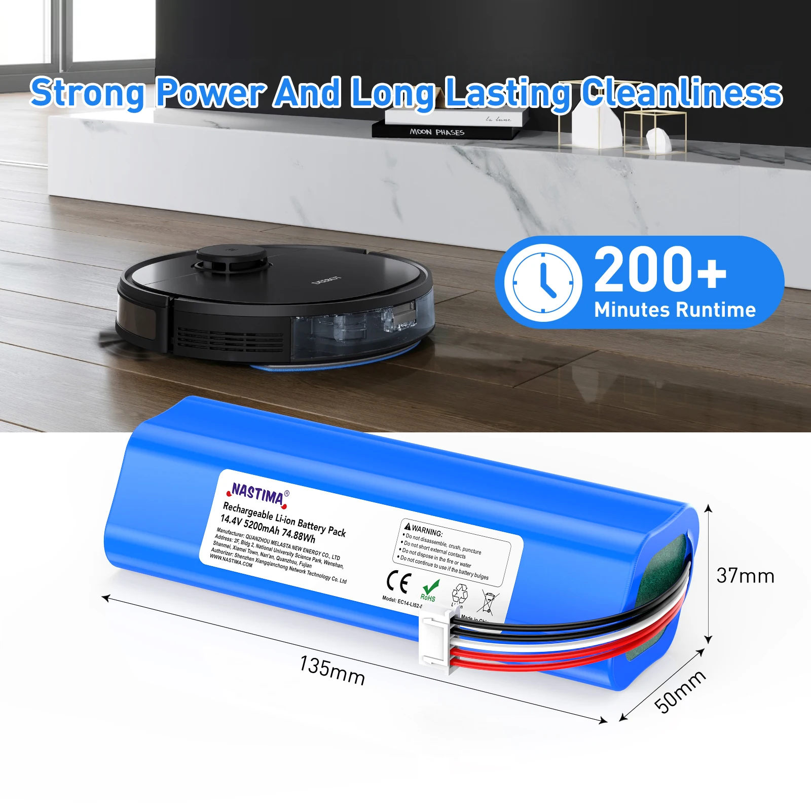 5200mAh 14.4V Li-Ion แบตเตอรี่หุ่นยนต์เครื่องดูดฝุ่นเปลี่ยนแบตเตอรี่สําหรับ Ecovacs Deebot X1 Ozmo T5 T8 T9 950 DX9G DX93 DX96