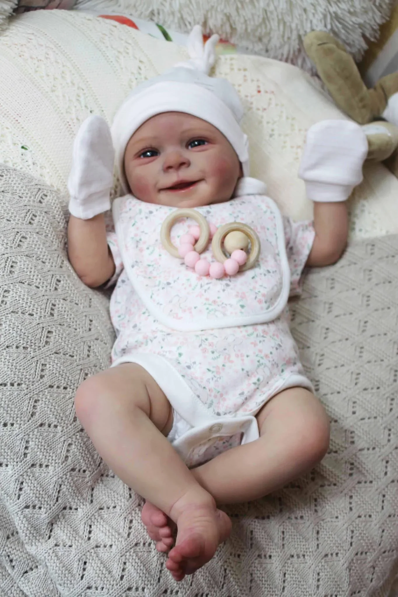NPK 19'' Newborn Baby Sebastian Reborn Doll  Handmade 3D Skin Visible Veins with Hand Drawn Hair Collectible Art Doll