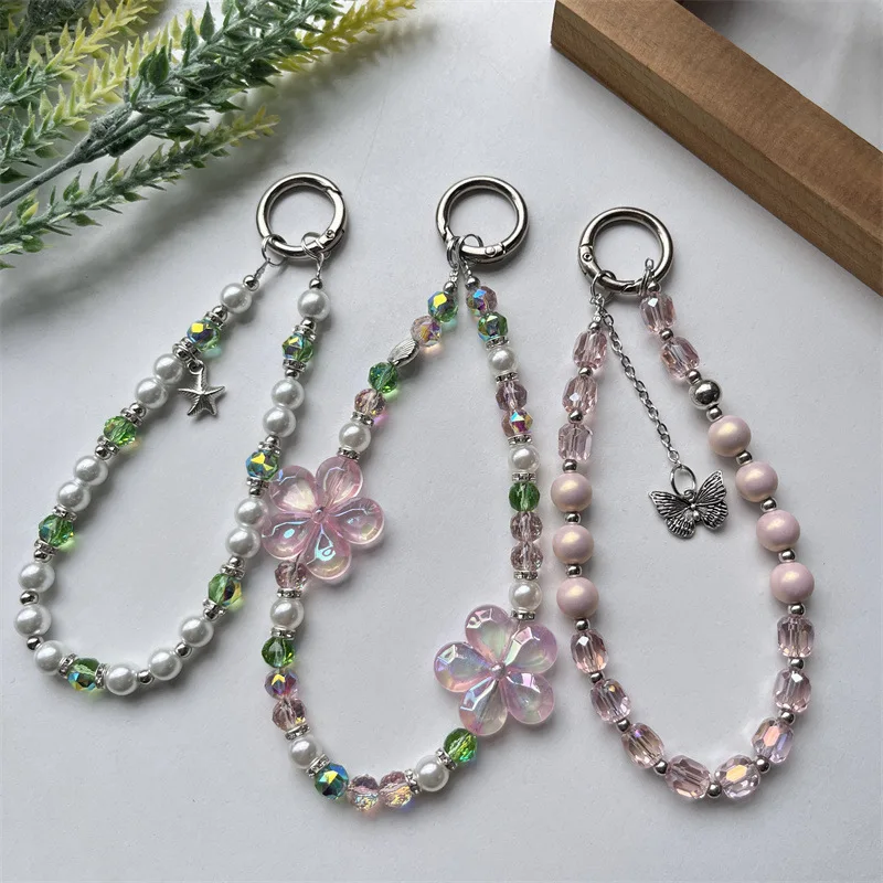 

Ins Style Crystal Beaded Phone Chain Universal Luxury Wrist Lanyard Short Bracelet Phone Case Hanging Accessory