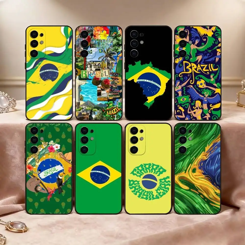 B-Brazil B-Brazilian Flag Phone Case For Samsung S25,S24,S21,S22,S23,S30,Ultra,S20,Plus,Fe,Soft Silicone Black Cover