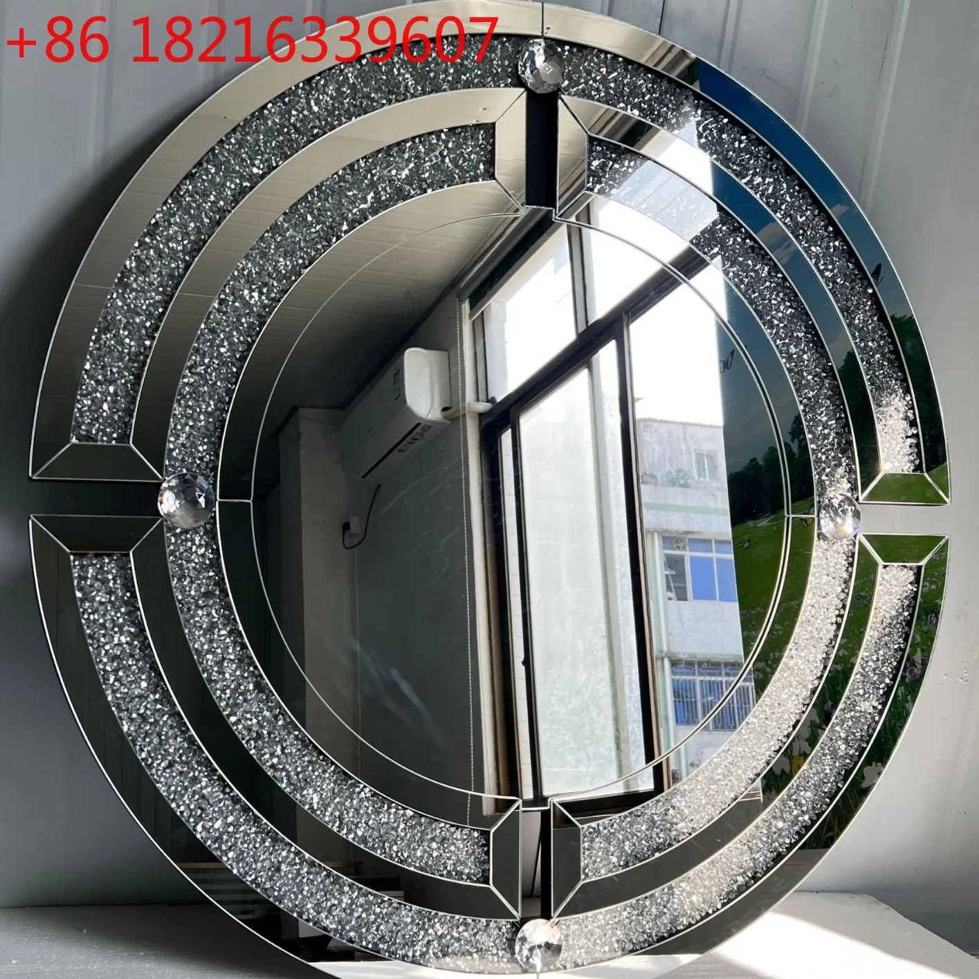 YAO round dressing mirror, Venice wall diamond hanging with small diamonds, decorative mirror with small diamonds, simple