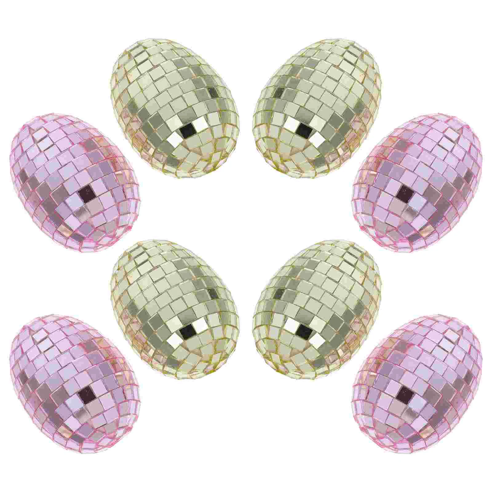 

8 Pcs Mirror Glass Egg Disco Ball Ornaments Gold Decorative Orbs Balls Christmas for Bowl Hanging Solid Cake Topper