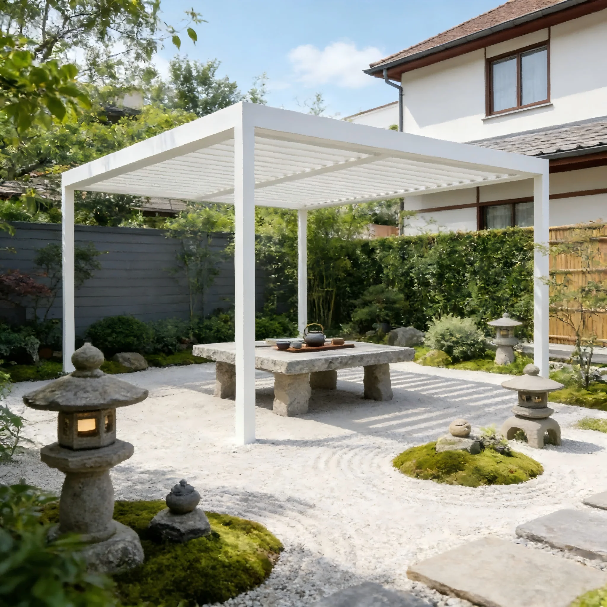 Outdoor Aluminium Canopy Wall Mounted Waterproof Louver Opening Roof Cover Motorized Pergola Gazebo Home and Garden
