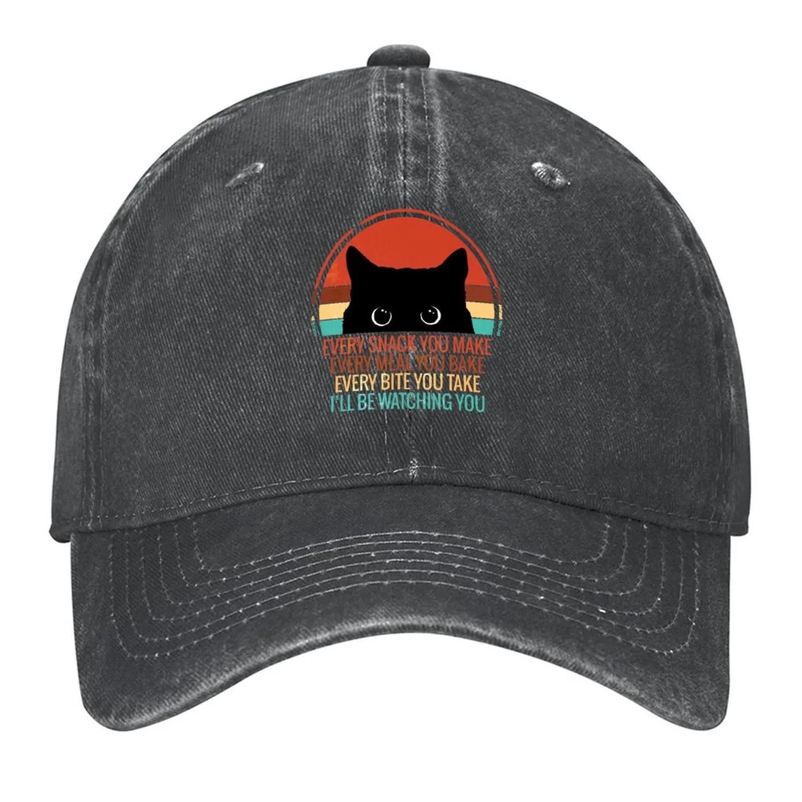 

Black Cat Watching Sunset Vintage Baseball Cap Hat men Trucker Hat Icon fishing hat Baseball Men Women's
