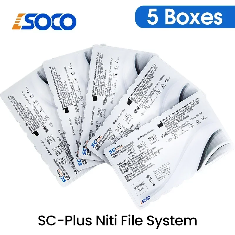 

SOCO PLUS 5 Boxes Endodontic Files Activated Root Canal File Rotary Dentist Tools Material Cutting Force, Anti-Fatigue desgin