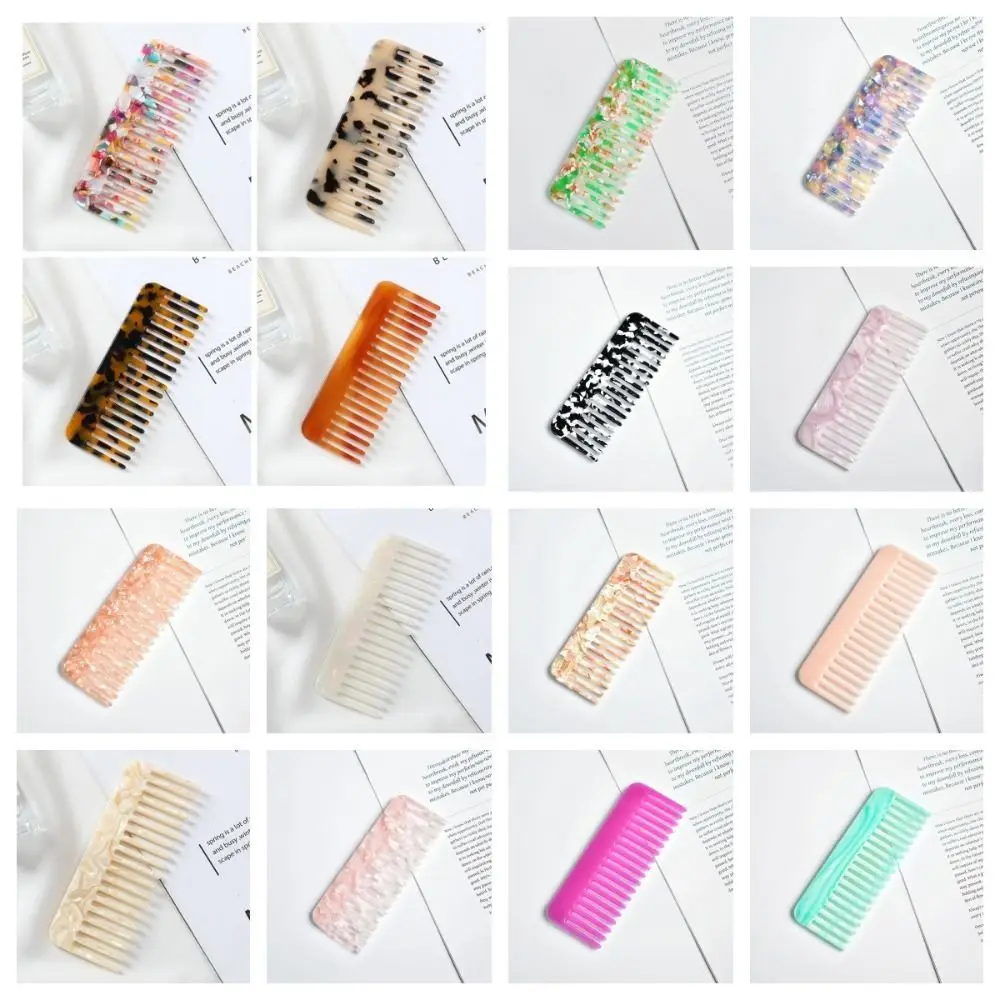 Wide Teeth Acetate Hair Combs Anti-static Salon Styling Massage Hair Brush Traveling Barber Colorful Hairdressing Comb Women