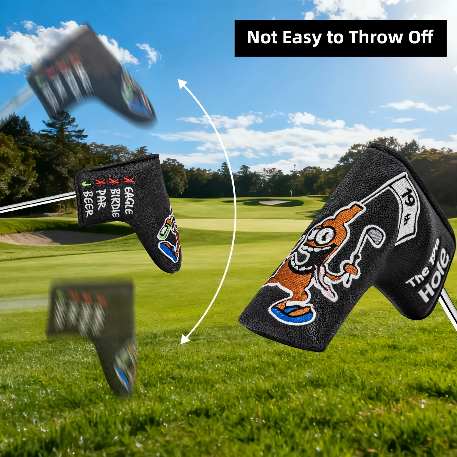 1pc Cartoon Pirate Pattern Golf Blade Putter Head Cover, Premium Soft PU Material Wear Resistant Golf Club Protective Sleeve image 3