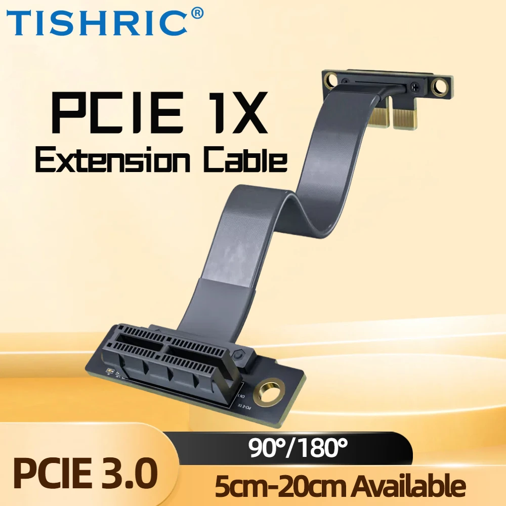 TISHRIC PCIe 3.0 x1 إلى x1 5/10/15/20 سم PCIE X1 Riser Cable 1GB/s 180 / 90 درجة زاوية تمديد كابل لأجهزة PCIE