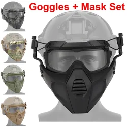 Tactical Mask with Goggles Military  Protective Shooting Paintball Accessories Masks Dust-proof Airsoft Windproof Goggles