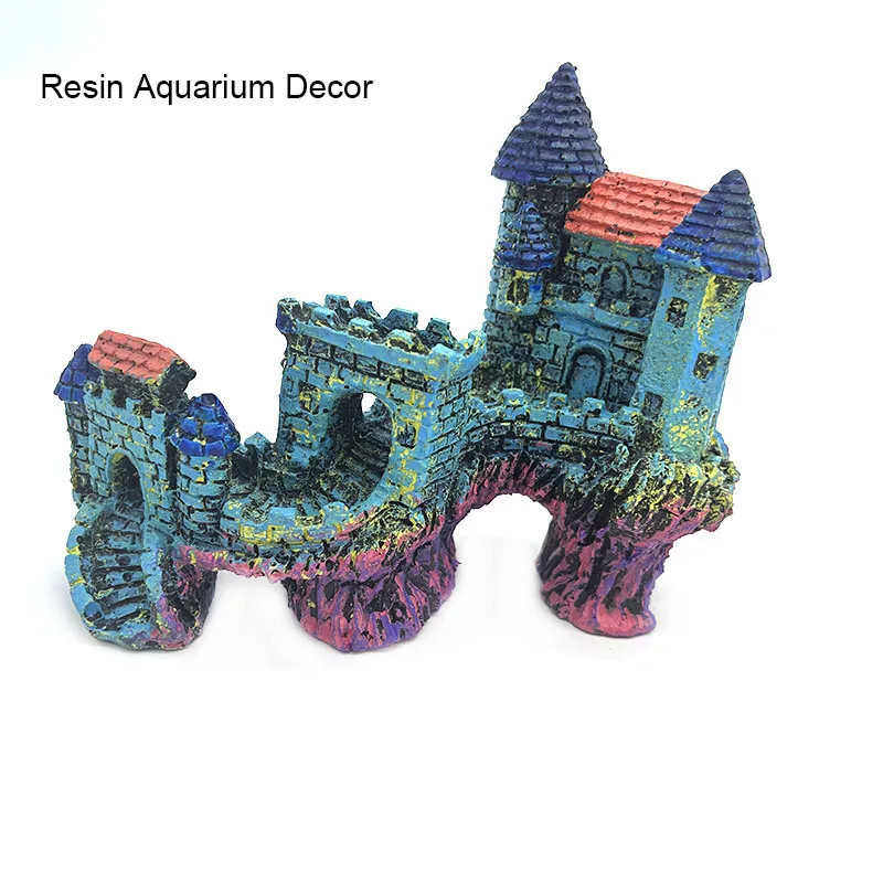 New Resin Artificial Fish Tank Ancient Castle Decoration Aquarium Rock Cave Building Decoration Aquatic Landscaping Ornament