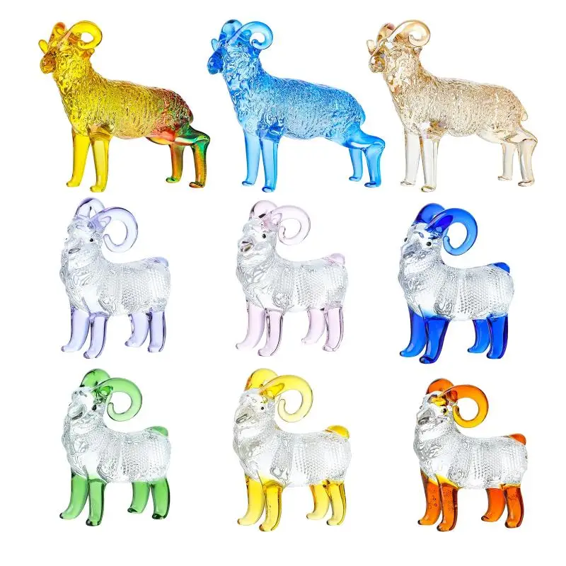 2027 Zodiac Sheep Crystal Statue Exquisite Sheep Figurine Waterproof Non-fading Desktop Decor for Living Room Display Shelf Gif