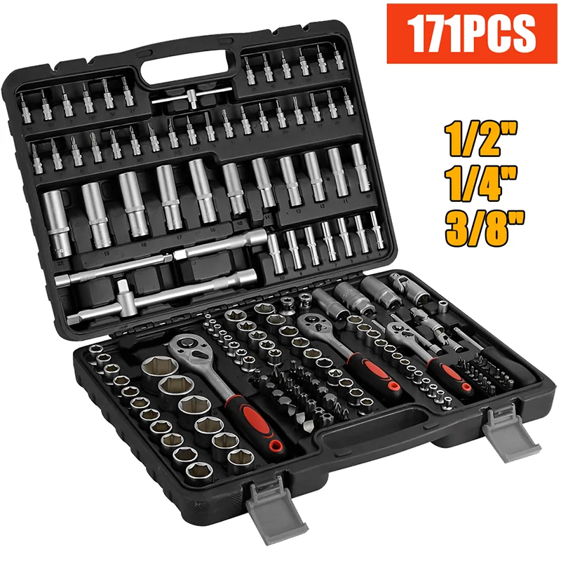 Ratsche Steckschlüssel Set Ratsche Drehmomentschlüssel Combo Kit 1/4 3/8 1/2 Ratschenschlüssel Schraubendreher Bits Auto Reparatur Werkzeug Hand Werkzeug