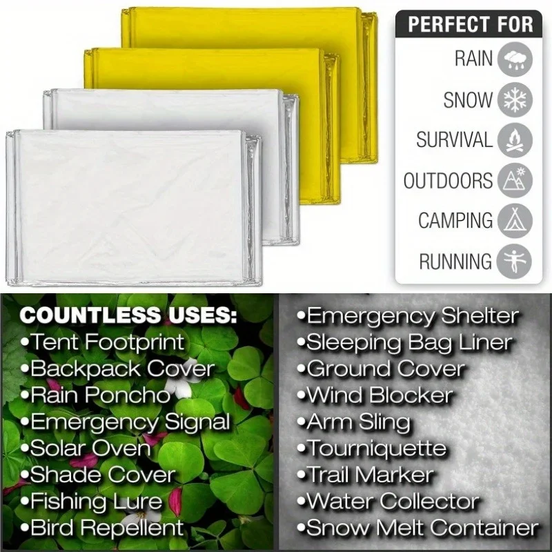 

2026 Emergency Mylar Insulation Blanket Durable Space Blanket for Outdoor Survival, Camping, Hiking First Aid Natural Disasters