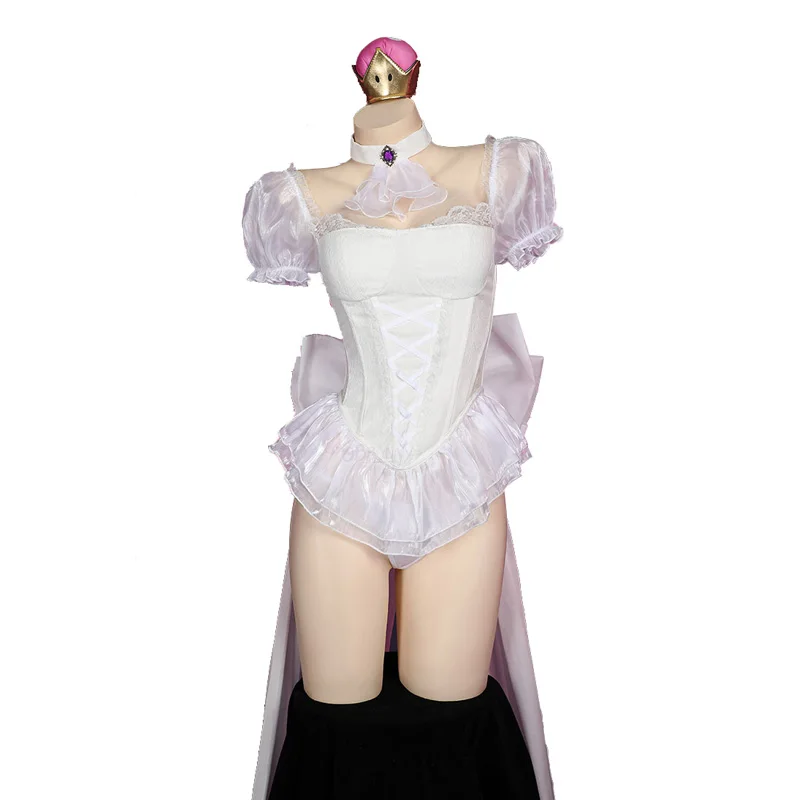 Anime Boosette Cosplay Costume Women Sexy Sweet Ruffles Lace Bow Short Dress Socks Gloves Suits Halloween Carnival Party Clothes