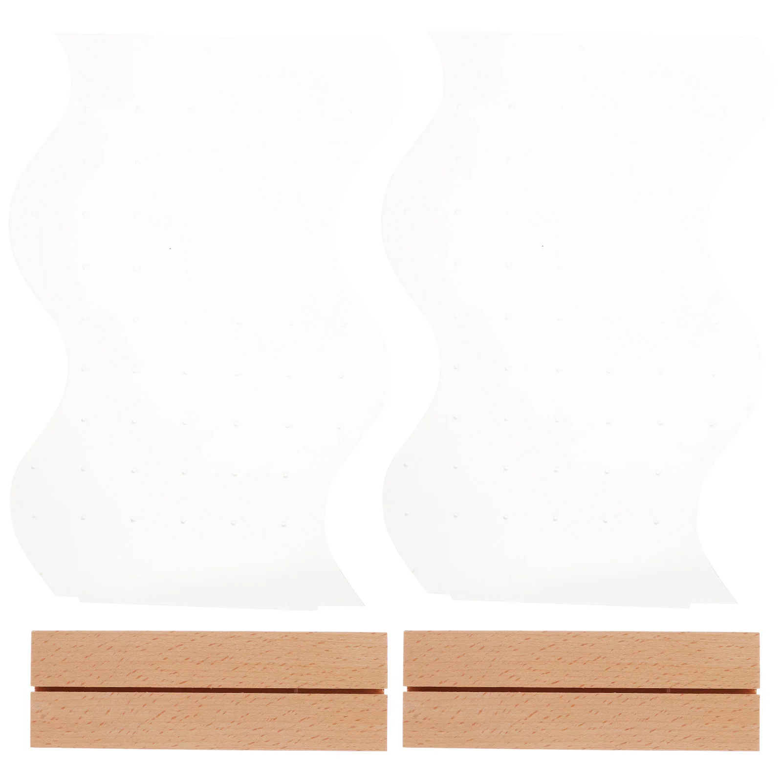 

2 Sets 36 Holes Acrylic Earring Display Stand with Wooden Base for Jewelry Storage Organizer Rack