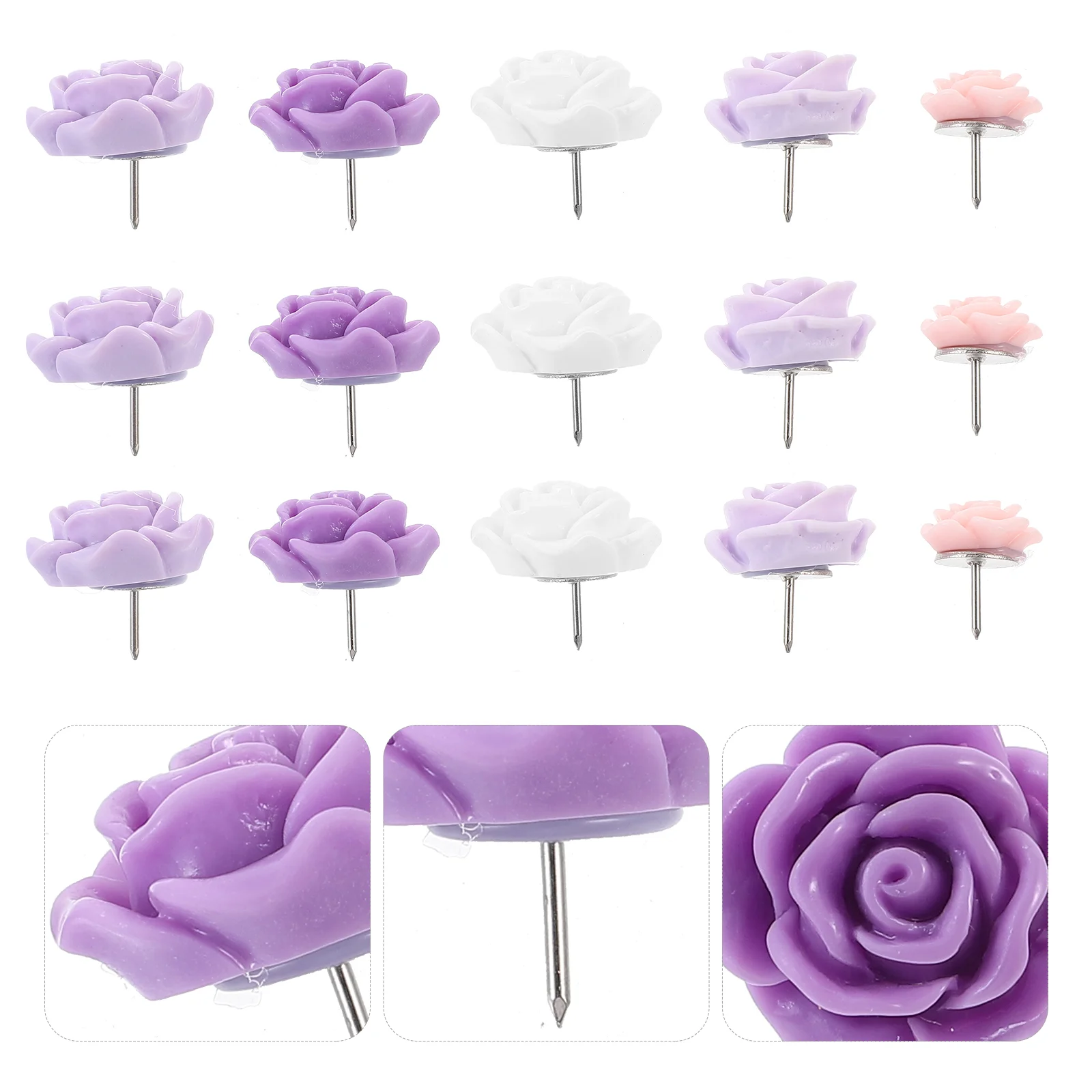 40 Pcs Purple Thumbtacks Multi Function Push Pins Compact Desk Accessories Office Supplies Cork Board Tacks Map
