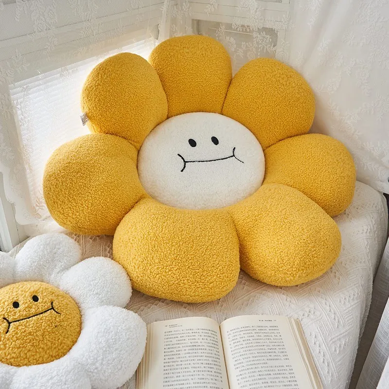 

Soft Sunflower Shape Sleeping Pillow Plush Daisy Flower Chair Cushion for Her Plant Office Decor Floor Mat Sofa Decor Toy