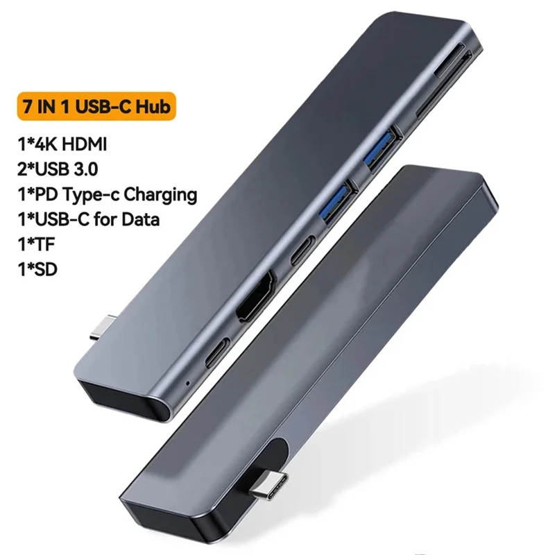 B44C Tebe 7 In 1 Type-C Hub USB -C To 4K -Compatible USB 3.0 SD/TF PD Fast Charging Splitter USB C Docking Station
