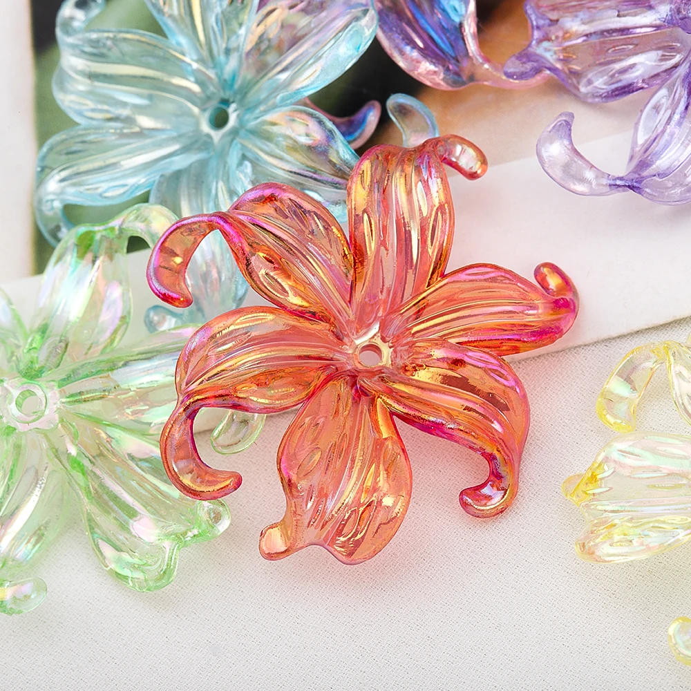 20pcs 40x45mm Multicolor Acrylic Petal Transparent Flower Beads DIY Bracelets Necklaces Keychain Accessories for Jewelry Making image 4