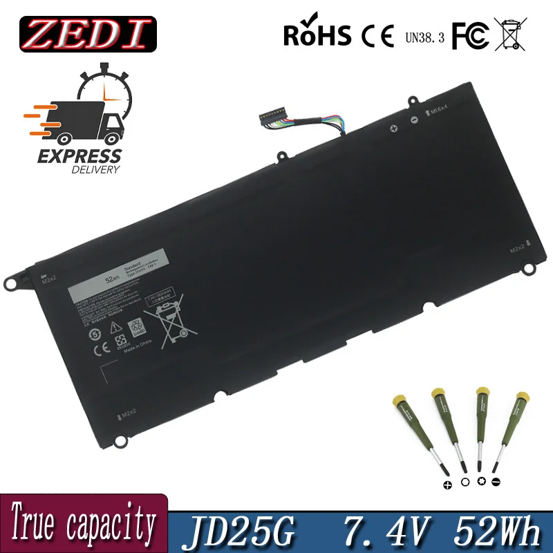 

ZEDI New Original 90V7W JHXPY JD25G Laptop Battery For Dell XPS 13 9343 XPS13 9350 13D-9343 P54G 0N7T6 5K9CP RWT1R 0DRRP 52WH