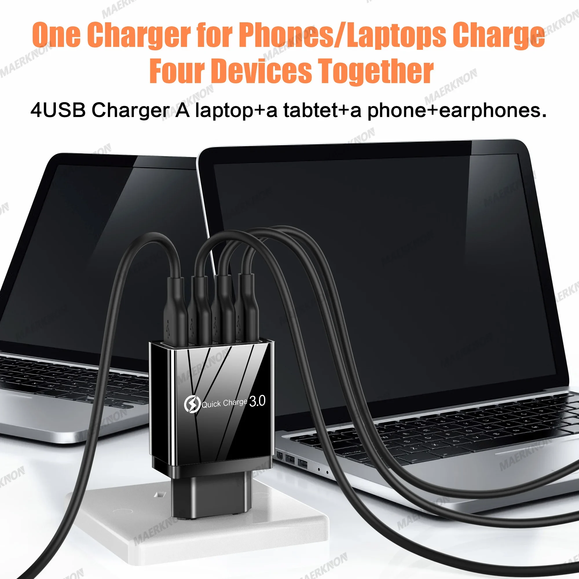 Chargeur mural USB 3.1A, 4 Ports, charge rapide QC 3.0, pour Xiaomi iPhone 15, Samsung, prise de téléphone portable US/EU, chargeur de voyage