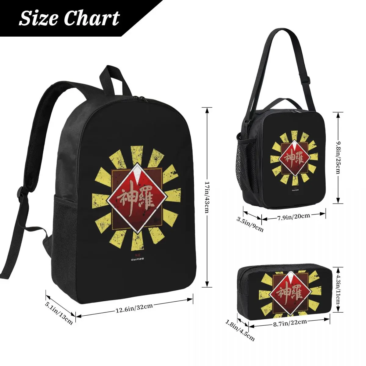Shinra Corporation Japanese Final Fantasy Backpack Student Boys Girls BookBag School Bag 3ps Insulated Lunch Bag Pencil Case