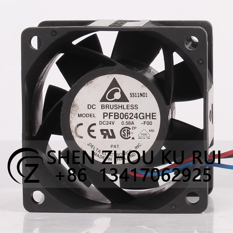 Case Fan Dual Ball Bearing for DELTA PFB0624GHE 60*60*38mm 6CM 6038 24V 0.58A High Airflow Server Axial Cooling Fan