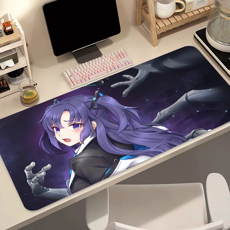 لوحة ماوس الألعاب جهاز كمبيوتر شخصي Gamer Anime Girl ممتدة لسطح المكتب ماوس حصيرة الكمبيوتر المحمول Kawaii Mousepad الأزرق الأرشيف Yuuka لوحة المفاتيح #2
